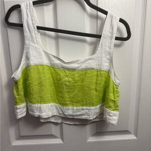 NWOT Haute Hippie White and Lime Crop Top